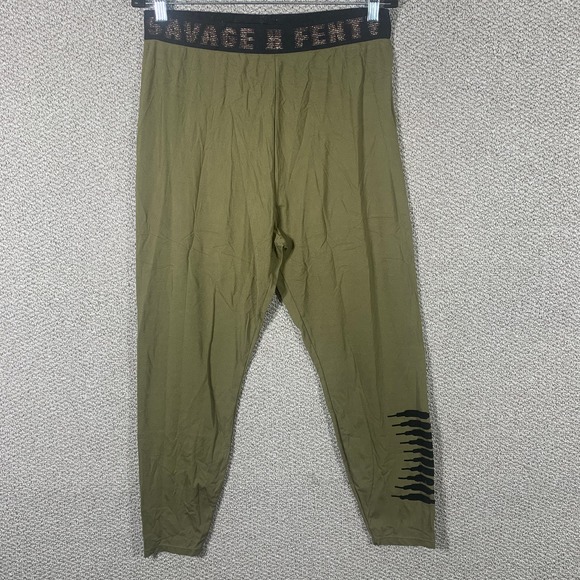 Savage X Fenty Womens Leggings Size 3X Military Green Savage X Jersey High Waist - Picture 1 of 12